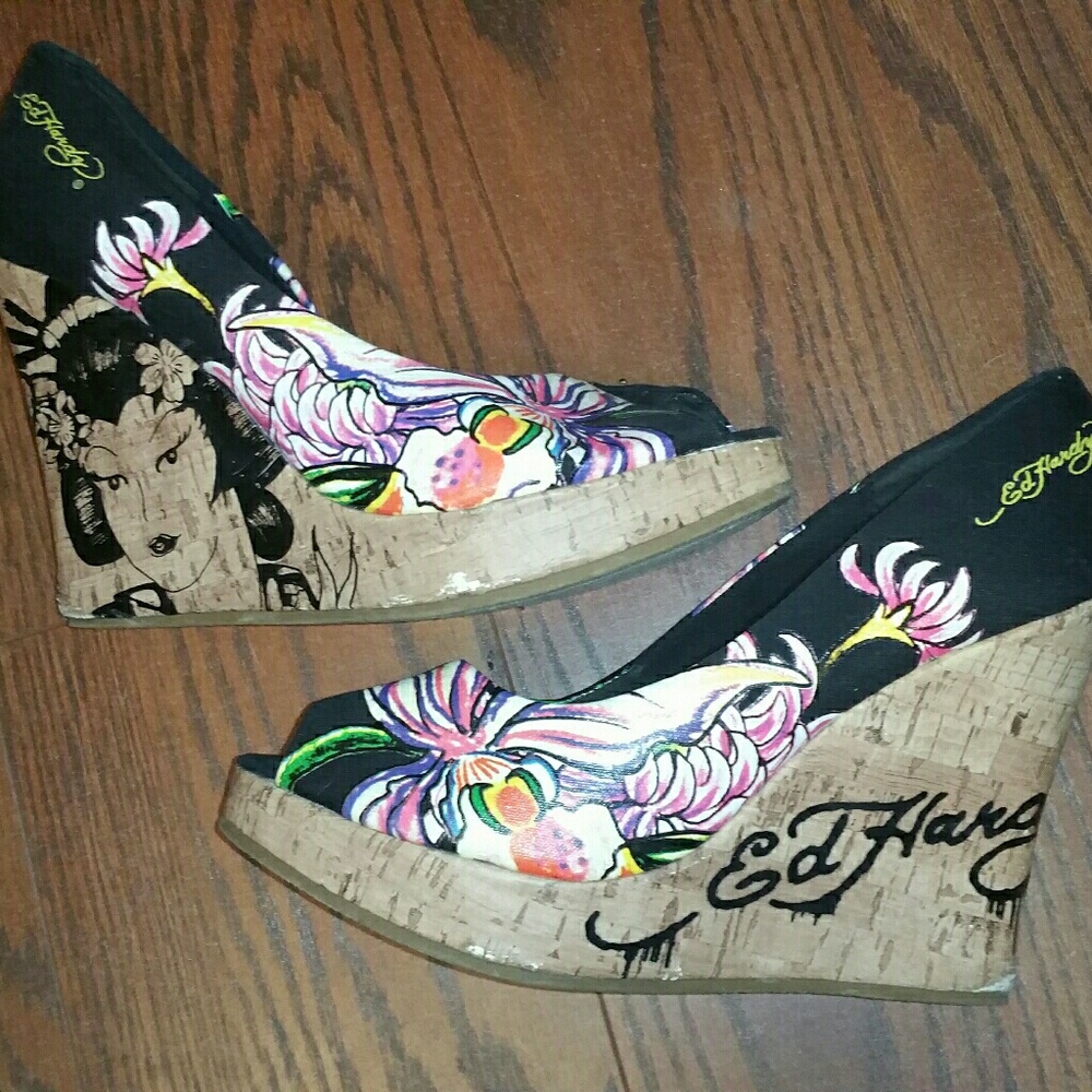 Ed hardy wedge heels